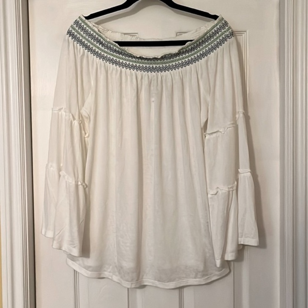 Belldini Off-the-Shoulder Long Bell-Sleeve Top!